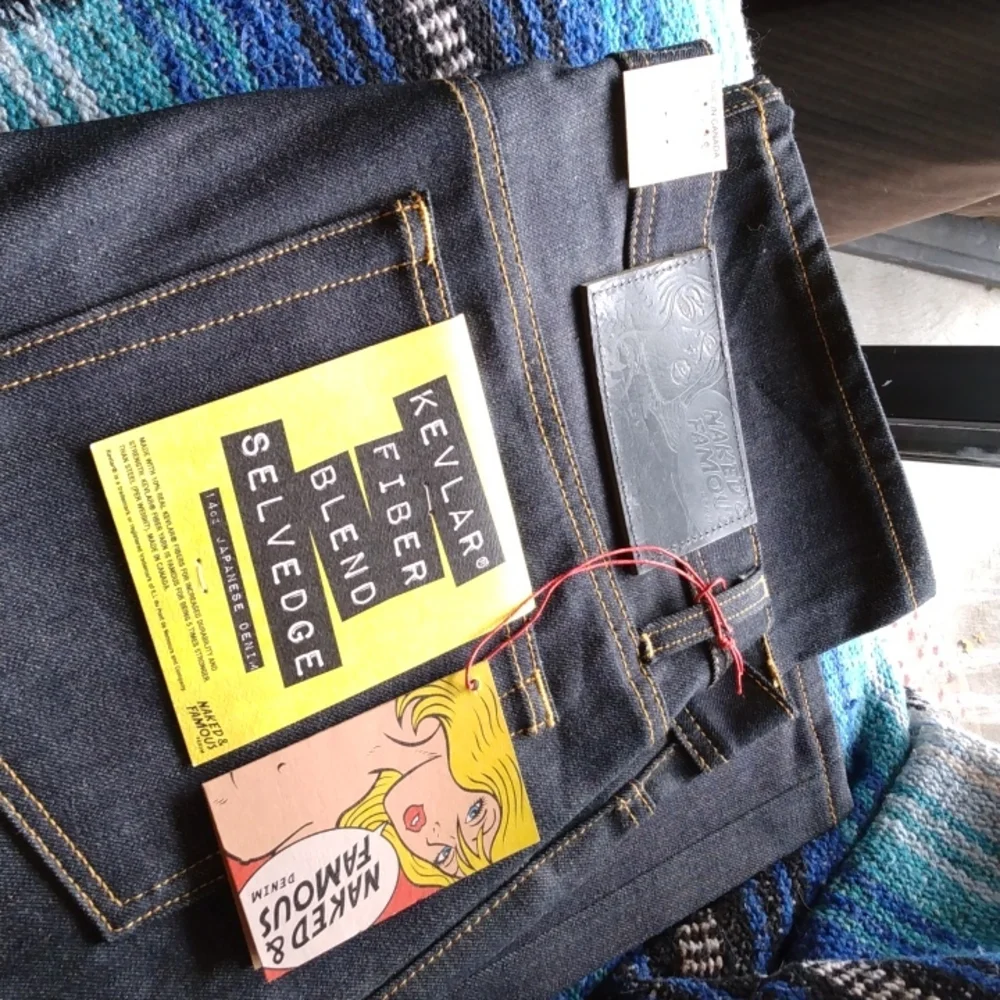 14oz.,JAPANESE DENIM,,38.w.mid rise tapered leg. - Picture 3 of 5